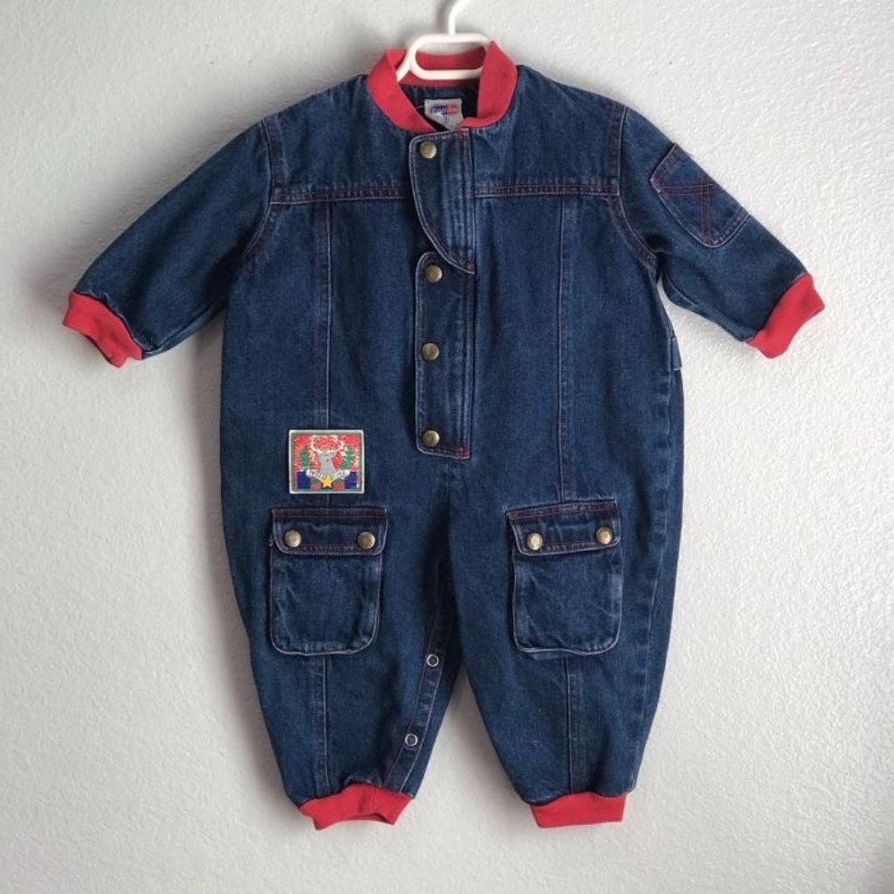 Vintage Popsicle Denim Blue Jean Romper Wild Boys
